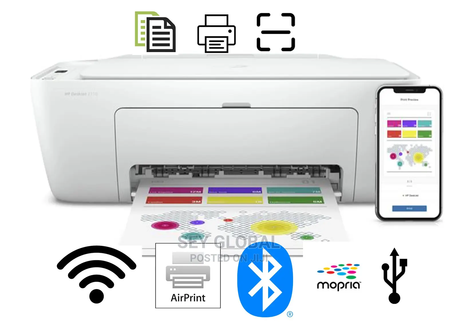 HP Deskjet 2710 All-in-One Printer With Wireless Printing